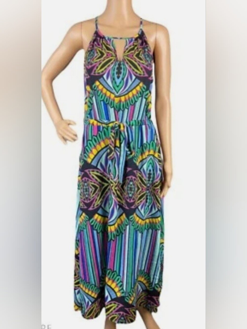 Collective Concepts Maxi Sleeveless Keyhole Long Tribal Print Dress Size Medium